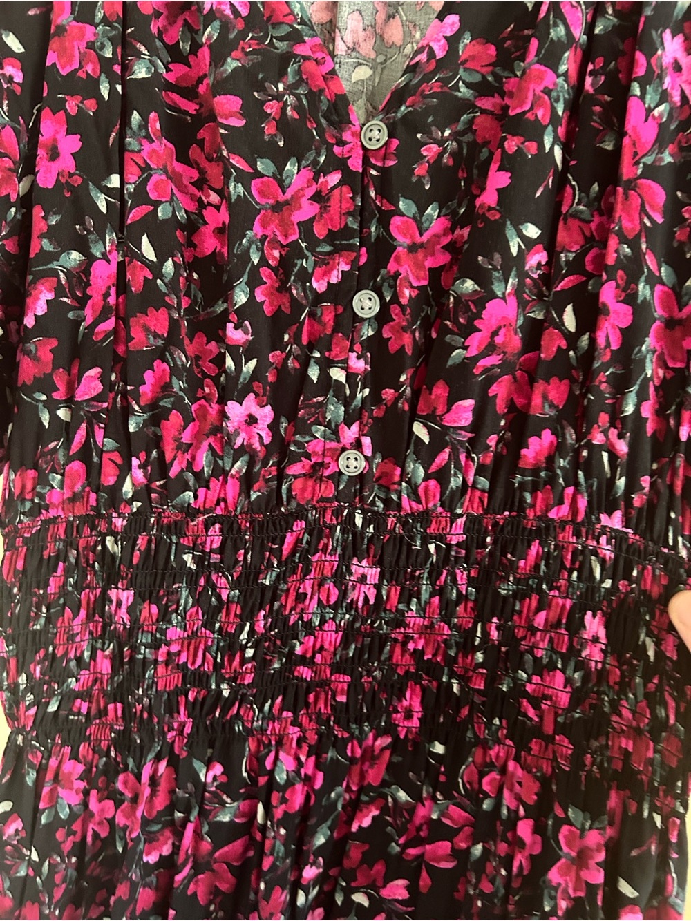 GAP Floral Black and Pink Size Small Short Sleeve Maxi Dress - Picture 4 of 7